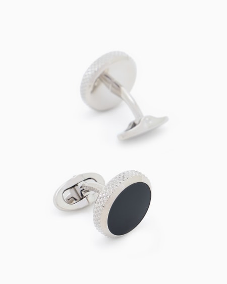 A|x Armani Exchange Sterling Silver Cufflinks With Enamel Detail
