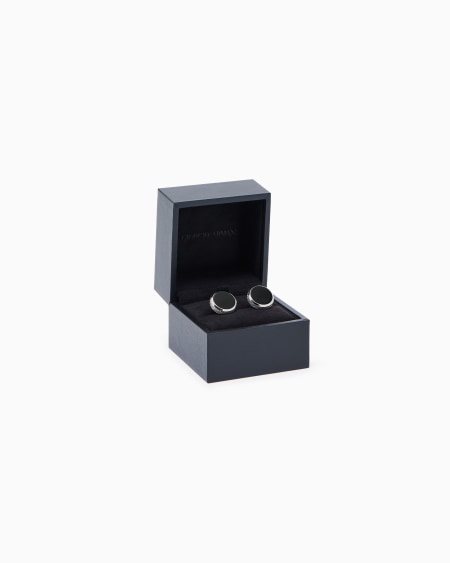 A|x Armani Exchange Sterling Silver Cufflinks With Enamel Detail