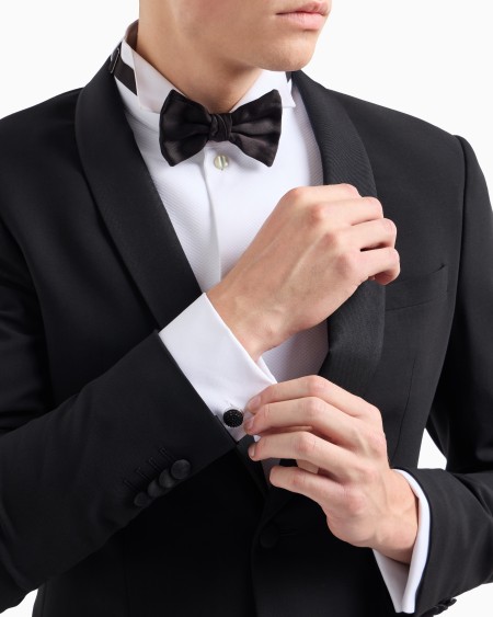 A|x Armani Exchange Sterling Silver Cufflinks With Satin And Crystals