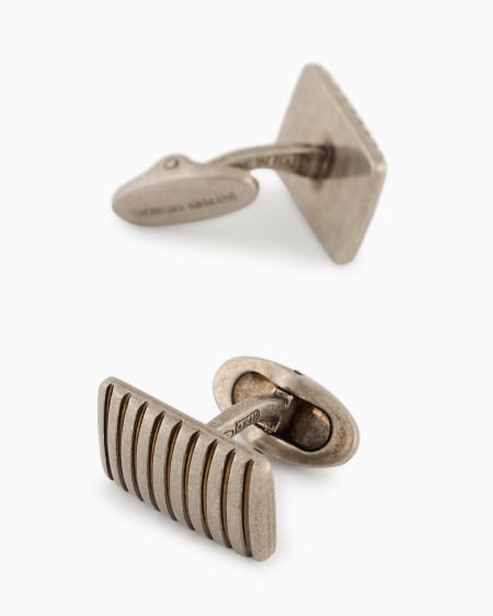 A|x Armani Exchange Sterling Silver Striped-effect Cufflinks