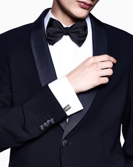 A|x Armani Exchange Sterling Silver Striped-effect Cufflinks