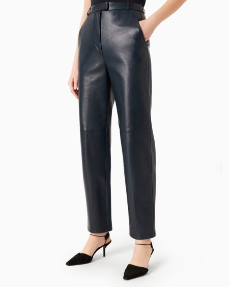 A|x Armani Exchange Straight-cut Nappa-leather Trousers