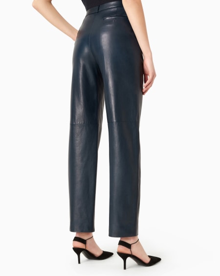 A|x Armani Exchange Straight-cut Nappa-leather Trousers