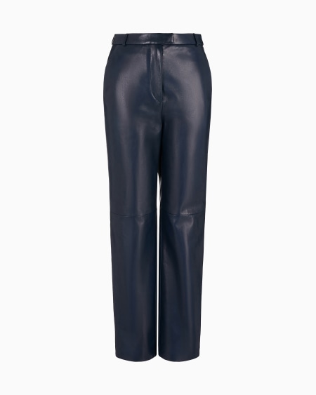 a|x armani exchange Straight-cut nappa-leather trousers