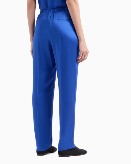 A|x Armani Exchange Straight-cut Trousers In Double Silk Satin
