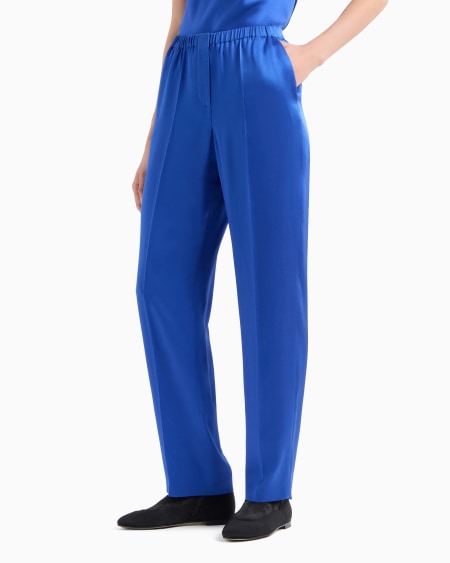 A|x Armani Exchange Straight-cut Trousers In Double Silk Satin
