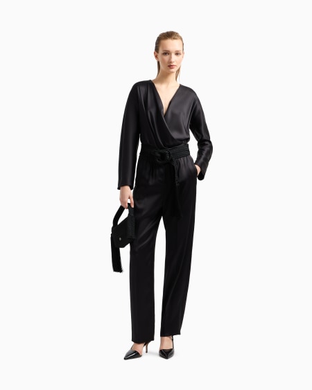 A|x Armani Exchange Straight-cut Trousers In Double Silk Satin