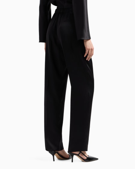 A|x Armani Exchange Straight-cut Trousers In Double Silk Satin