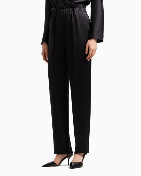 A|x Armani Exchange Straight-cut Trousers In Double Silk Satin