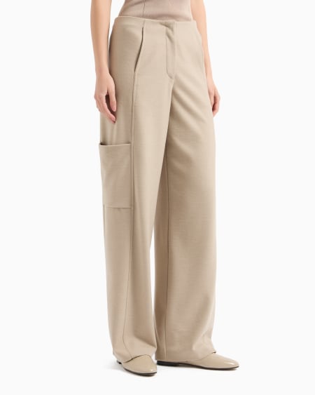 A|x Armani Exchange Straight-legged Trousers In Wool Double Jersey