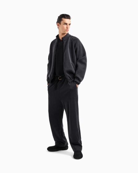 A|x Armani Exchange Stretch Cotton And Cupro Flat-front Trousers