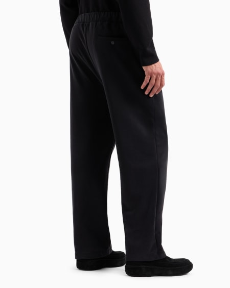 A|x Armani Exchange Stretch Cotton And Cupro Flat-front Trousers