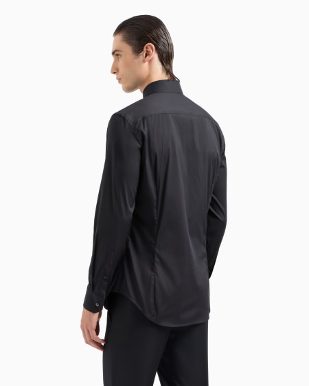 A|x Armani Exchange Stretch Fabric Shirt With Collar Stays