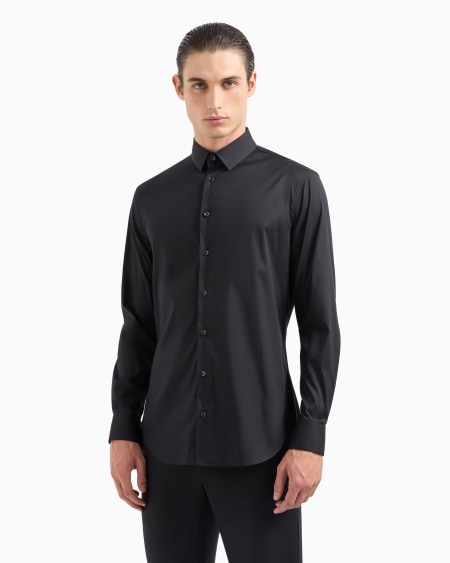 A|x Armani Exchange Stretch Fabric Shirt With Collar Stays