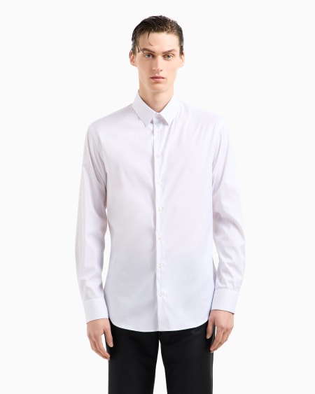 A|x Armani Exchange Stretch Fabric Shirt With Collar Stays