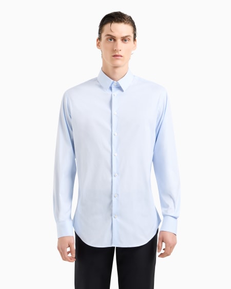A|x Armani Exchange Stretch Fabric Shirt With Collar Stays