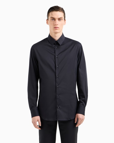 A|x Armani Exchange Stretch Fabric Shirt With Collar Stays