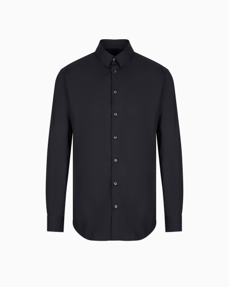 a|x armani exchange Stretch fabric shirt with collar stays