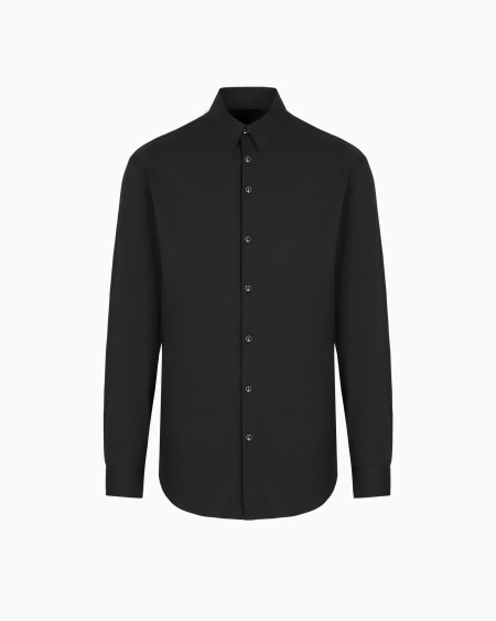 a|x armani exchange Stretch fabric shirt with collar stays