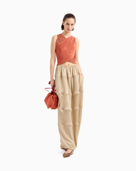 A|x Armani Exchange Stretch Silk And Viscose Blend Bustier Top