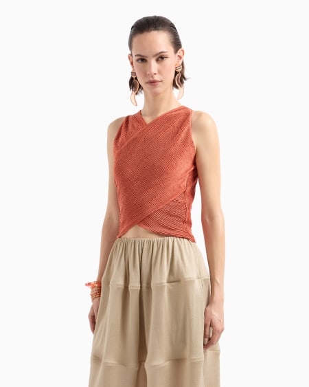 A|x Armani Exchange Stretch Silk And Viscose Blend Bustier Top