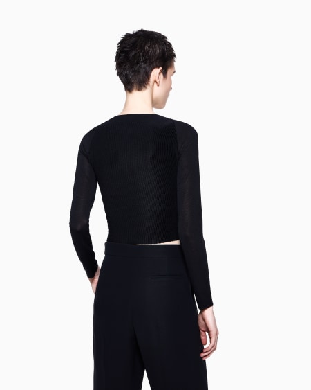 A|x Armani Exchange Stretch Silk Viscose Blend Crossover Jumper