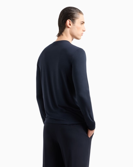 A|x Armani Exchange Stretch Viscose Jersey Jumper With Crew Neck And Long Sleeves