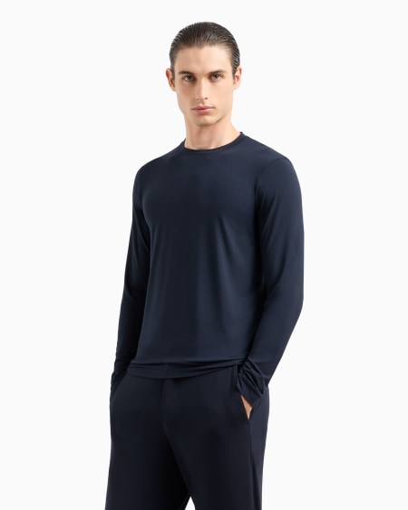 A|x Armani Exchange Stretch Viscose Jersey Jumper With Crew Neck And Long Sleeves