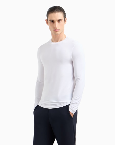 A|x Armani Exchange Stretch Viscose Jersey Jumper With Crew Neck And Long Sleeves