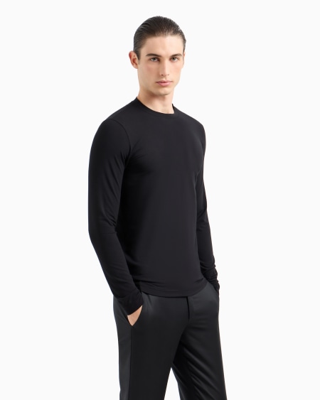 A|x Armani Exchange Stretch Viscose Jersey Jumper With Crew Neck And Long Sleeves