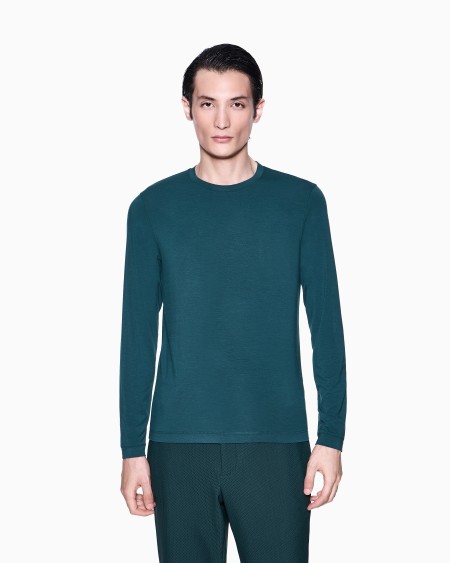 A|x Armani Exchange Stretch Viscose Jersey Jumper With Crew Neck And Long Sleeves