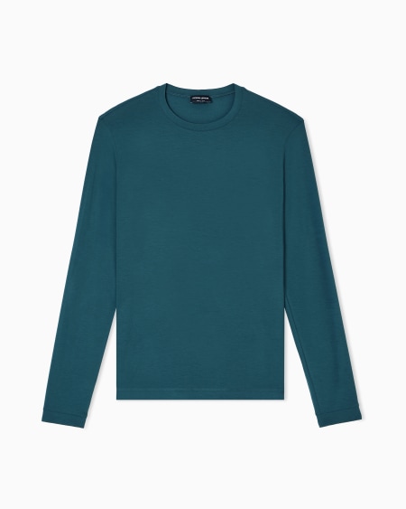 a|x armani exchange Stretch viscose jersey jumper with crew neck and long sleeves