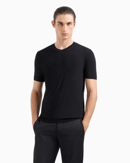 A|x Armani Exchange Stretch Viscose Jersey V-neck Icon T-shirt