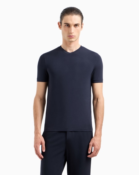 A|x Armani Exchange Stretch Viscose Jersey V-neck Icon T-shirt