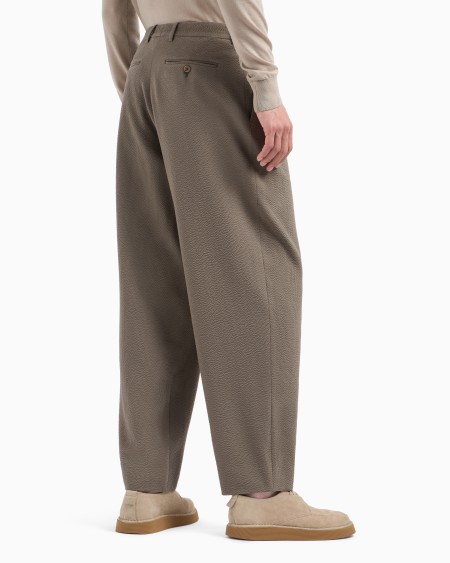 A|x Armani Exchange Stretch Wool Seersucker Double-pleat Trousers