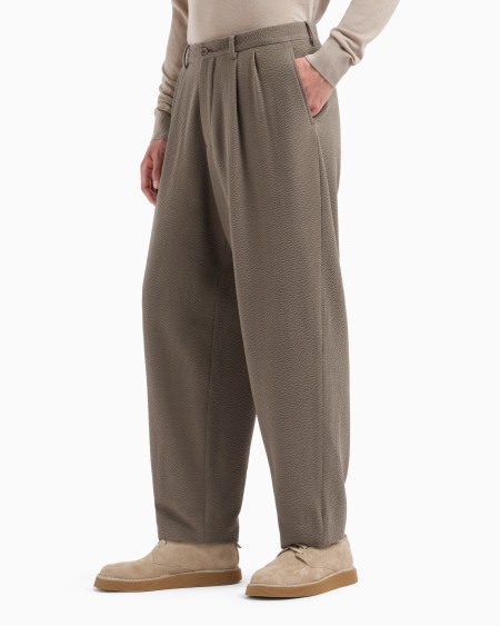 A|x Armani Exchange Stretch Wool Seersucker Double-pleat Trousers