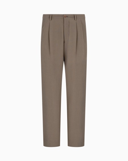 a|x armani exchange Stretch wool seersucker double-pleat trousers