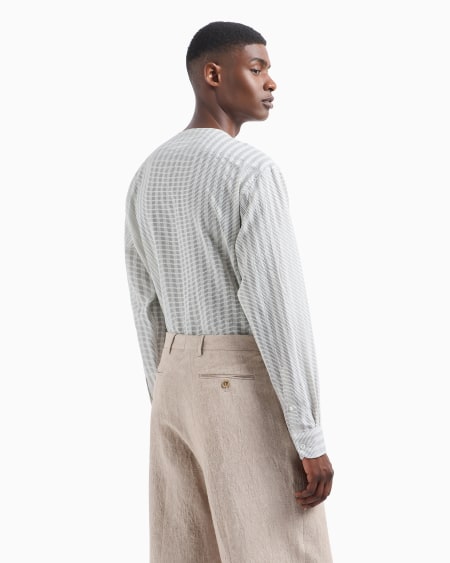 A|x Armani Exchange Striped Cotton And Silk Polo Shirt