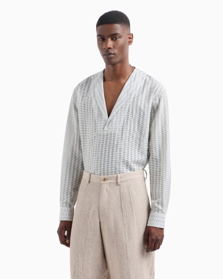 A|x Armani Exchange Striped Cotton And Silk Polo Shirt