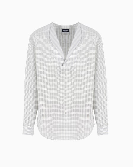 a|x armani exchange Striped cotton and silk polo shirt
