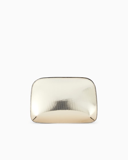 A|x Armani Exchange Striped Lamé-leather La Prima Clutch Bag