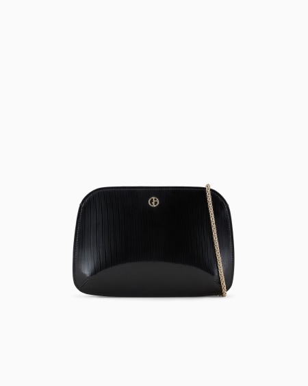 a|x armani exchange Striped lamé-leather la Prima clutch bag