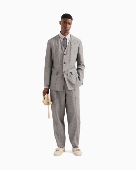 A|x Armani Exchange Striped Viscose And Linen Single-pleat Trousers