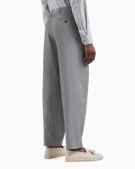 A|x Armani Exchange Striped Viscose And Linen Single-pleat Trousers