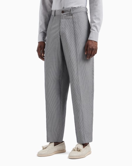 A|x Armani Exchange Striped Viscose And Linen Single-pleat Trousers