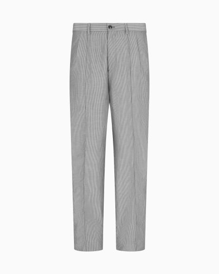 a|x armani exchange Striped viscose and linen single-pleat trousers