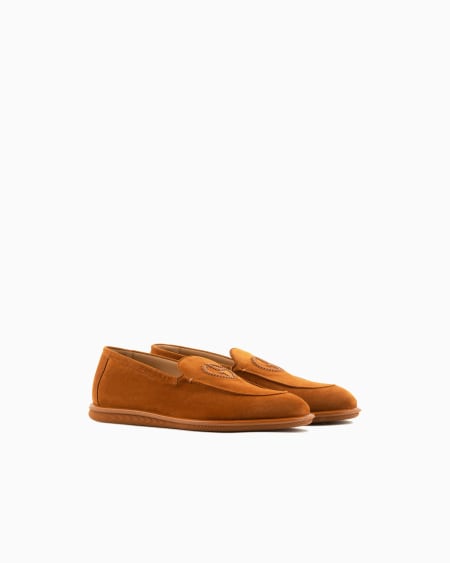 A|x Armani Exchange Suede Loafers With Embroidered Logo