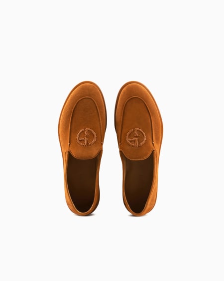 A|x Armani Exchange Suede Loafers With Embroidered Logo