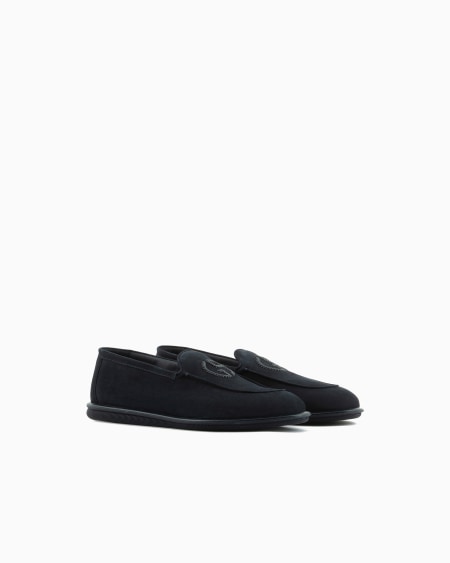 A|x Armani Exchange Suede Loafers With Embroidered Logo