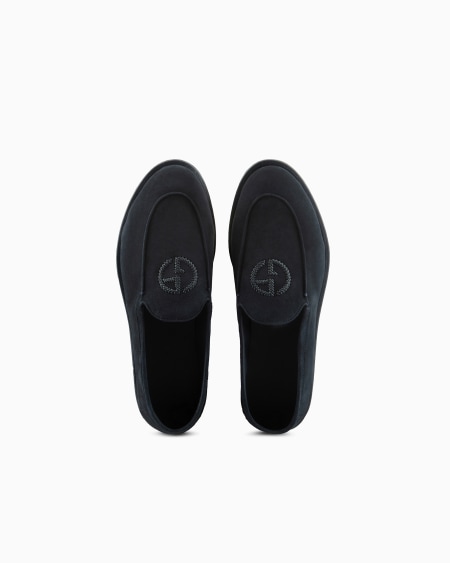 A|x Armani Exchange Suede Loafers With Embroidered Logo